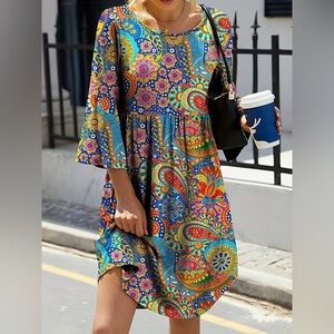 Just Fashion Now | NWOT Colorful Boho Hippie Midi Dress Size S